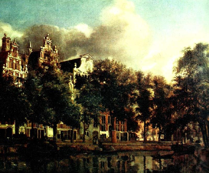 Jan van der Heyden kanal i amsterdam oil painting image